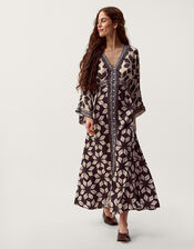 Ellison V-Neck Floral Print Midi Dress, Blue (NAVY), large