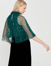 Kimberley Sequin Cape Top, Teal (TEAL), large
