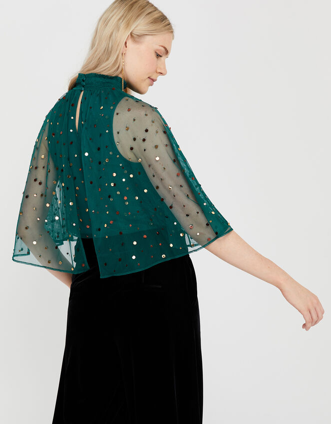 Kimberley Sequin Cape Top, Teal (TEAL), large