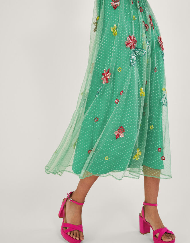 Rosa Embellished Midi Dress, Green (GREEN), large