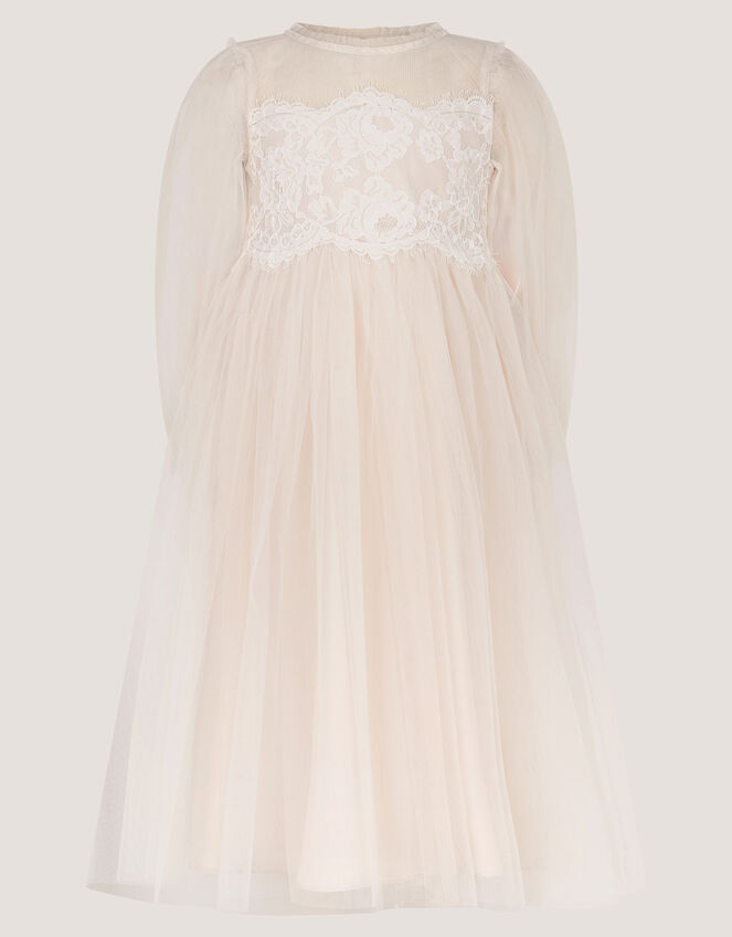 Paige Lace Party Dress, White (WARM IVORY), large