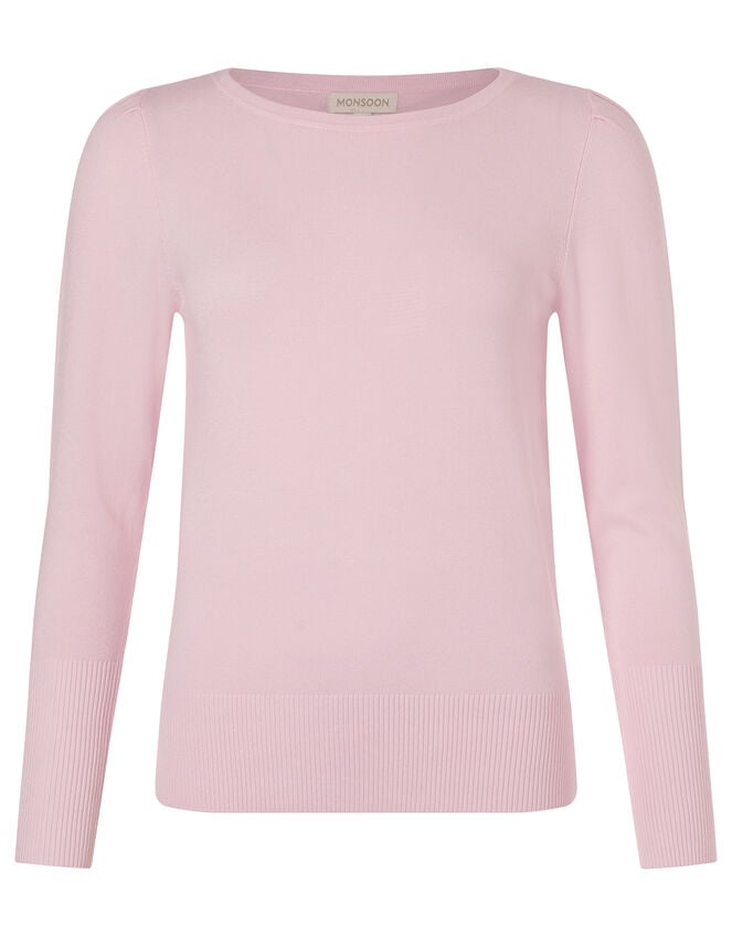 Puff Sleeve Knit Jumper, Pink (BLUSH), large