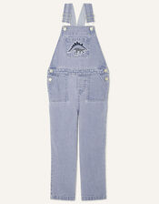 Duggie Dinosaur Denim Dungarees, Blue (BLUE), large