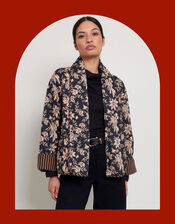 East Floral Quilted Jacket , Black (BLACK), large