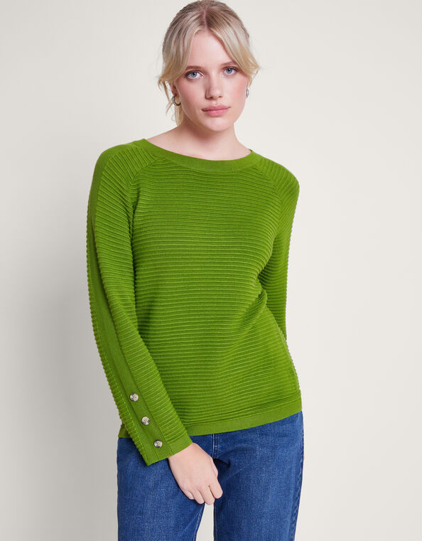Ola Ottoman Rib Jumper, Green (GREEN), large