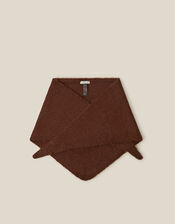 Taya Large Knitted Triangle Scarf, Brown (COGNAC), large