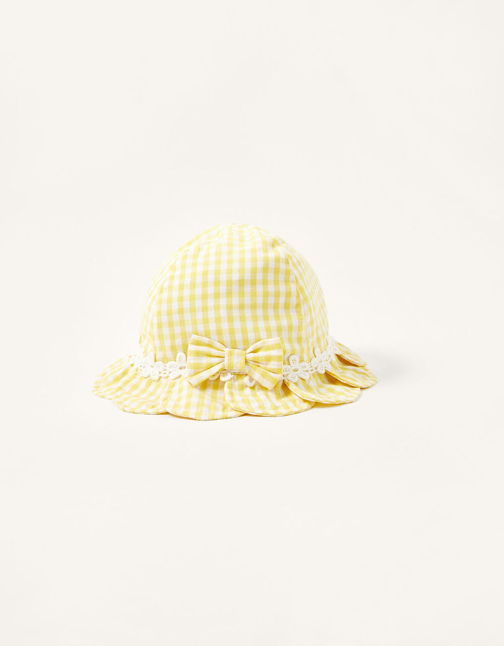 Children Children's Accessories | Baby Gingham Petal Bow Hat Yellow - FW93935