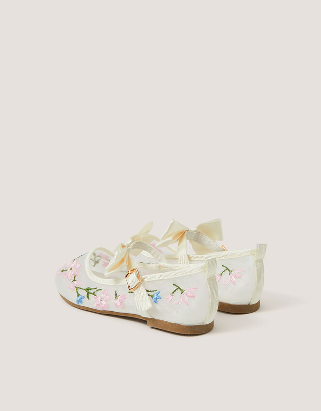 Flower Embroidered Bow Ballet Flats, Multi (MULTI), large