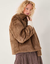 Fern Faux Fur Jacket, Brown (BROWN), large