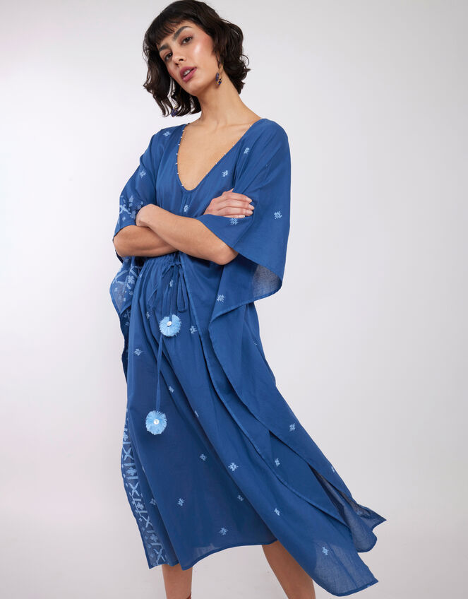 East Petra Embroidered Kaftan, Blue (BLUE), large