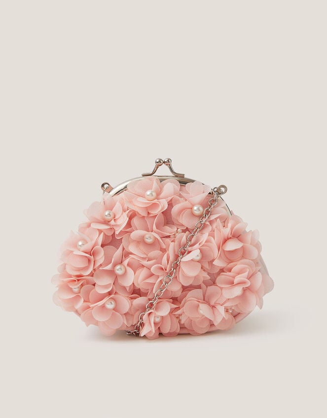 Appliqué Floral Cluster Clip Frame Bag, Pink (PALE PINK), large