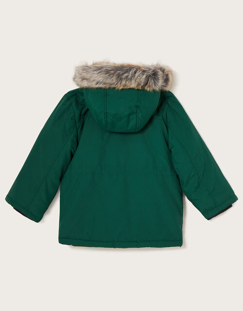 Parka Coat with Faux Fur Hood , Green (GREEN), large
