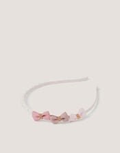 Triple Bow Pearl Hairband, , large