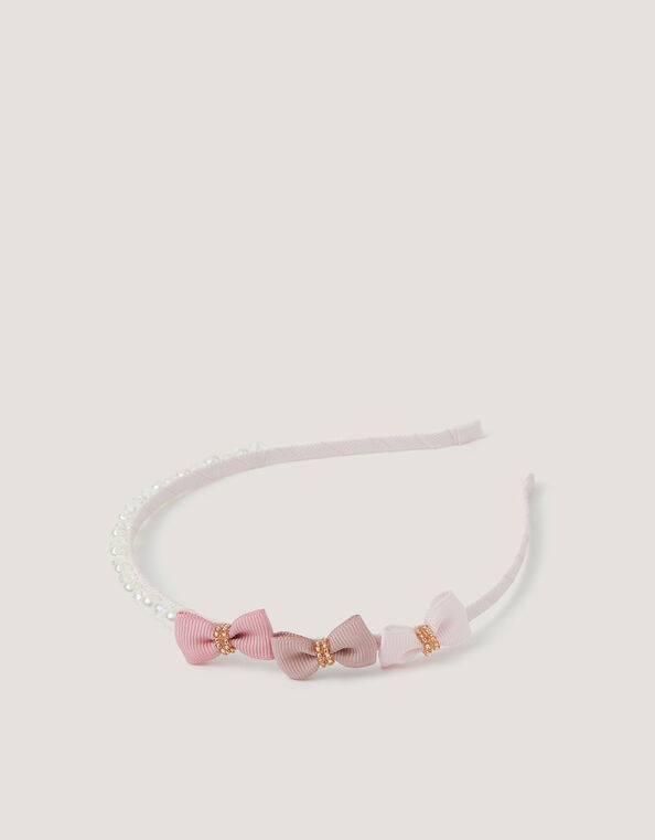 Triple Bow Pearl Hairband, , large