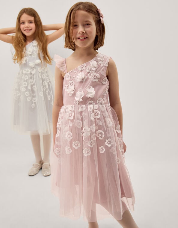 Liza Embroidered Asymmetrical Party Dress, Pink (PINK), large