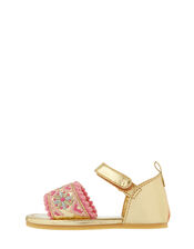 Baby Emily Embroidered Walker Sandals, Gold (GOLD), large
