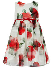 Baby Valentine Striped Rose Dress, Ivory (IVORY), large