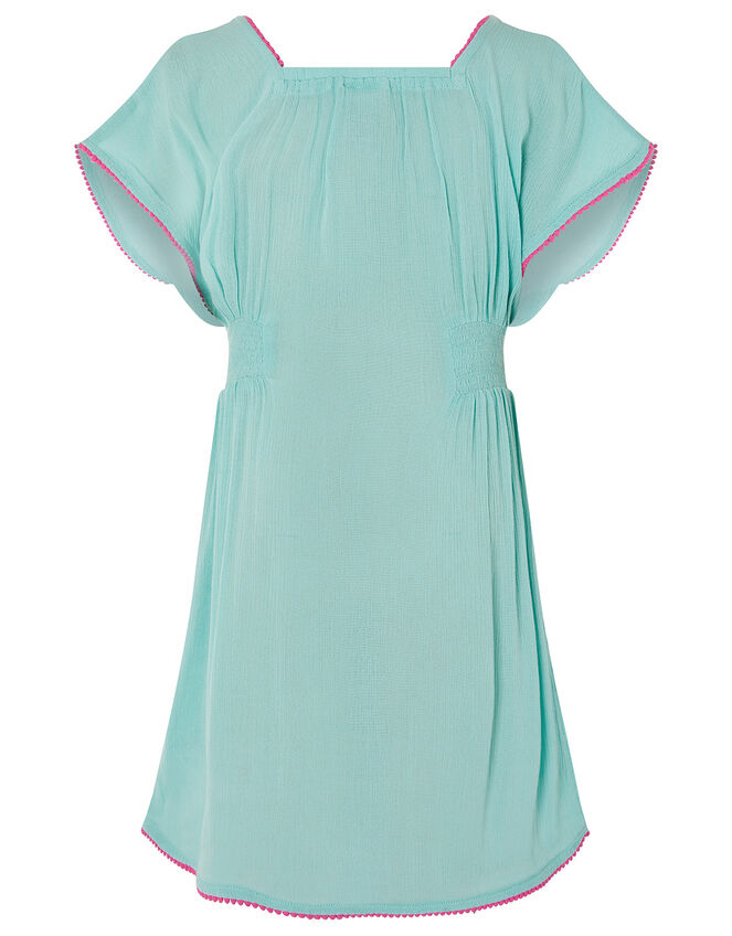 Floral Embroidered Kaftan Dress, Blue (TURQUOISE), large