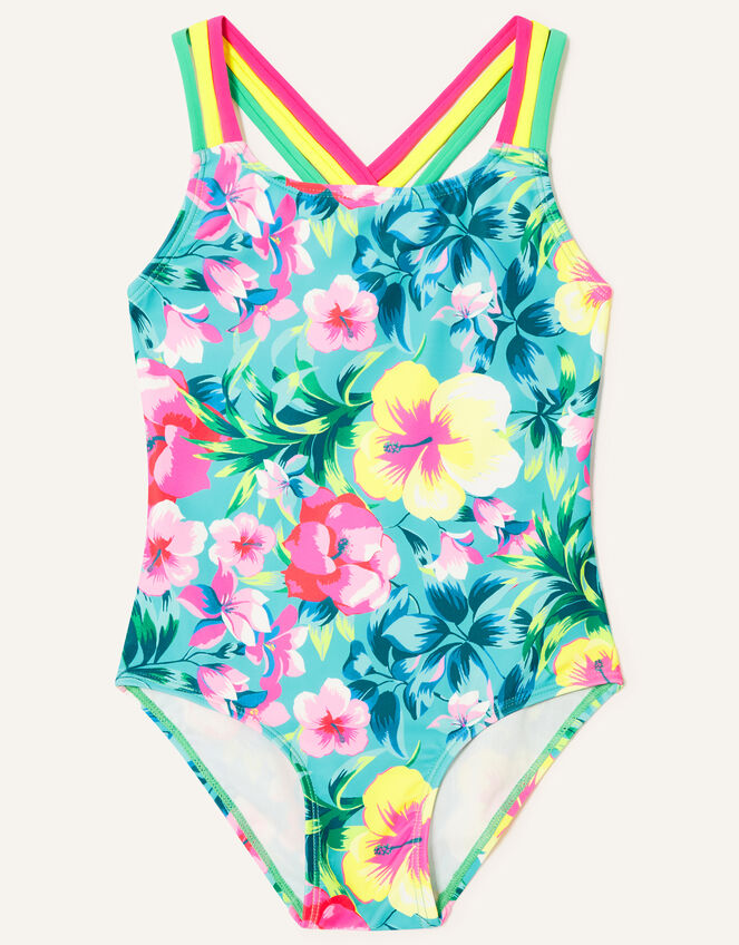 Tropical Floral Swimsuit, Green (GREEN), large