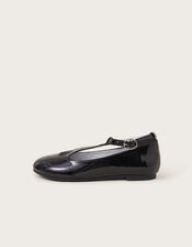 Patent Heart Ballet Flats, Black (BLACK), large