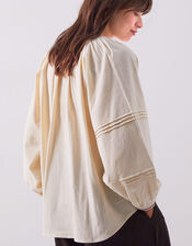 East Aralia Embroidered Cotton Blouse, Camel (BEIGE), large