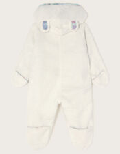 Newborn Floral Teddy Pramsuit, Ivory (IVORY), large