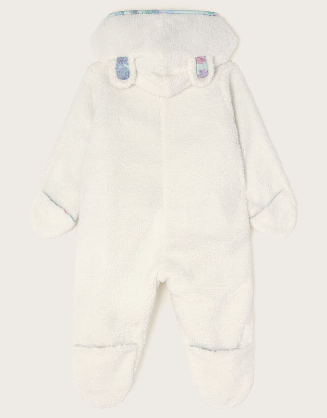 Newborn Floral Teddy Pramsuit, Ivory (IVORY), large
