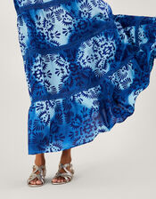 Tile Batik Print Cami Midi Dress, Blue (BLUE), large