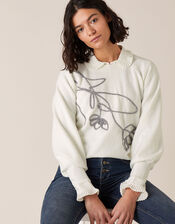 Flower Cornelli Knit Jumper, Ivory (IVORY), large