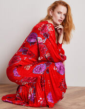 Esme Floral Tea Dress, Red (RED), large