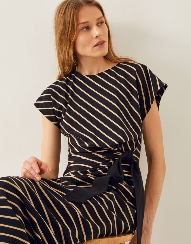 Sanya Stripe Jersey Maxi Dress, Black (BLACK), large