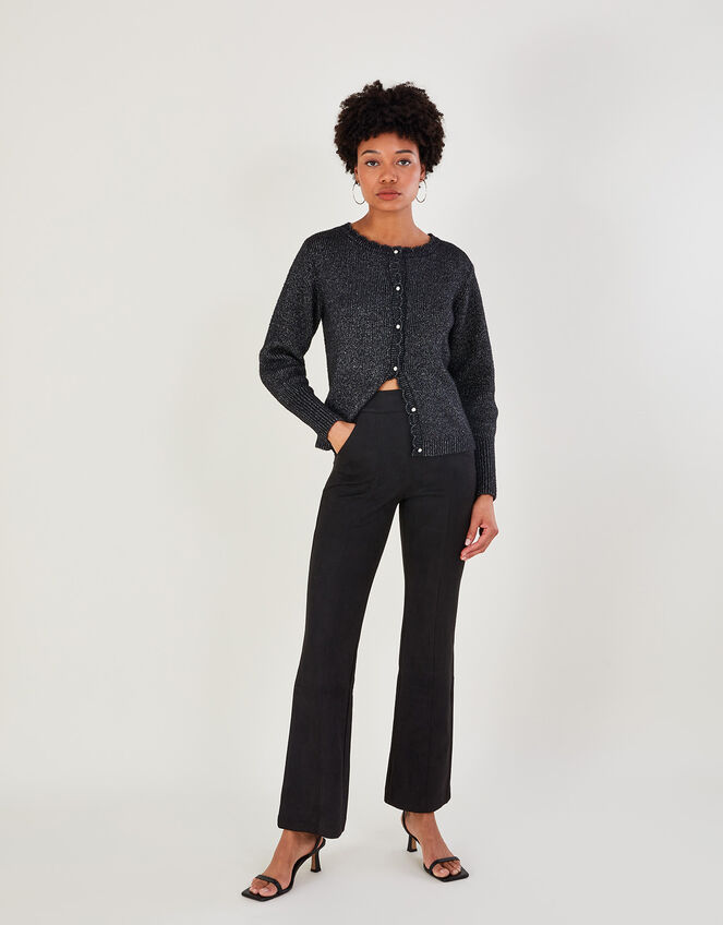Suedette Wide Leg Trousers, Black (BLACK), large