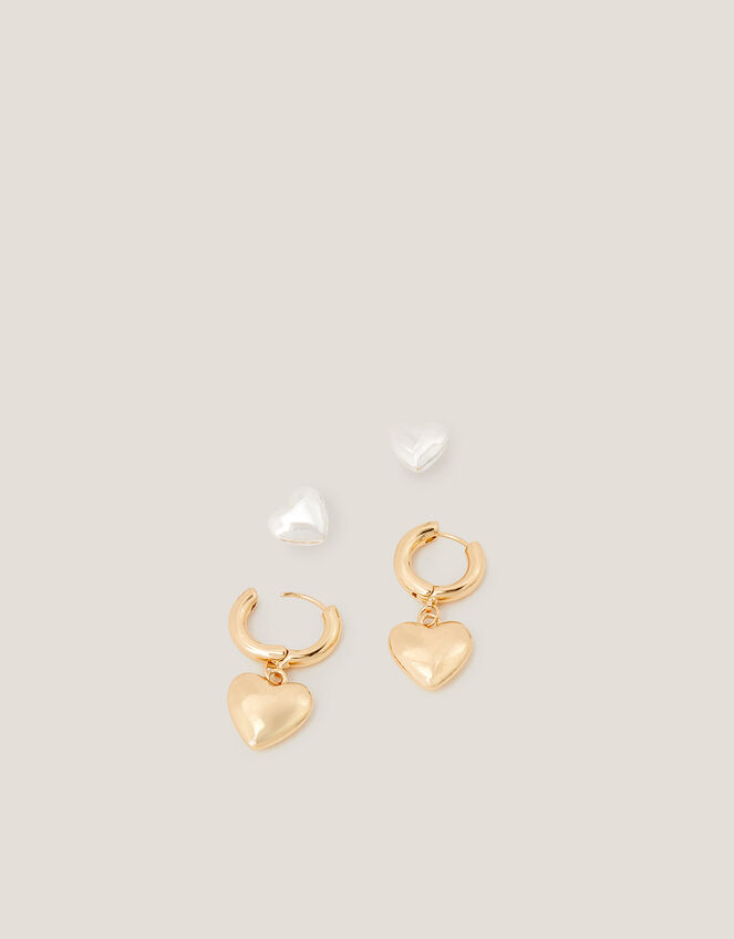 2-Pack Heart Stud & Hoop Earrings, , large