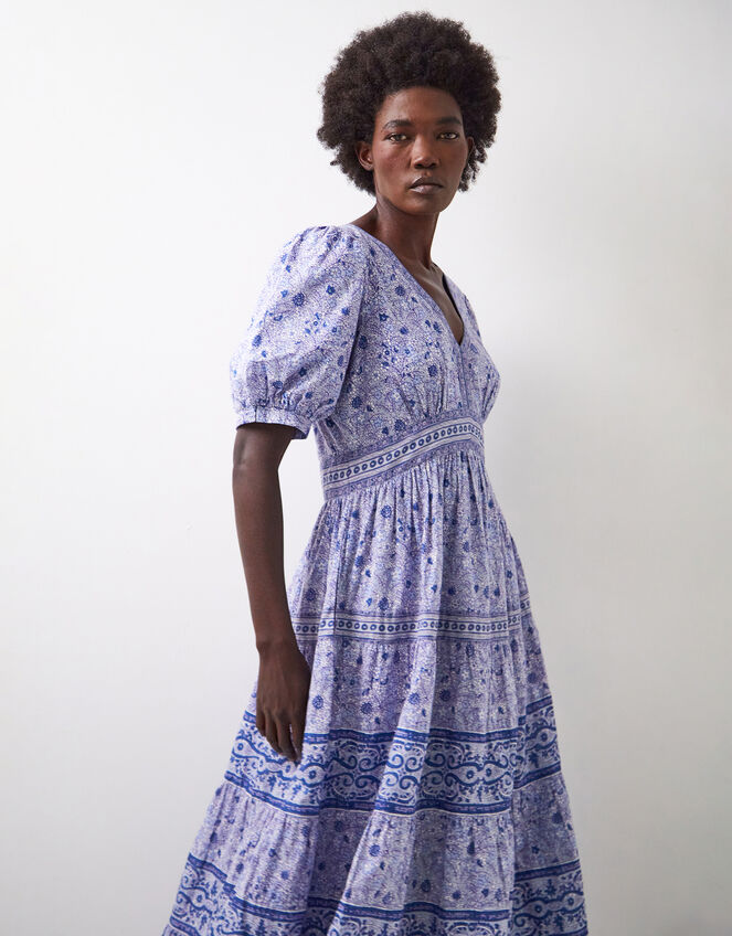 East Tiera Floral Tiered Maxi Dress, Blue (BLUE), large
