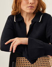 Bray Flute Sleeve Cardigan, Black (BLACK), large