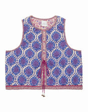 Petite Mendigote Print Embellished Waistcoat, Blue (INDIGO), large