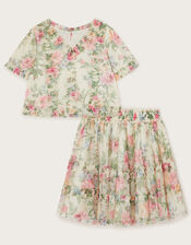 Annalise Floral Ruffle Top and Skirt Set, Multi (MULTI), large