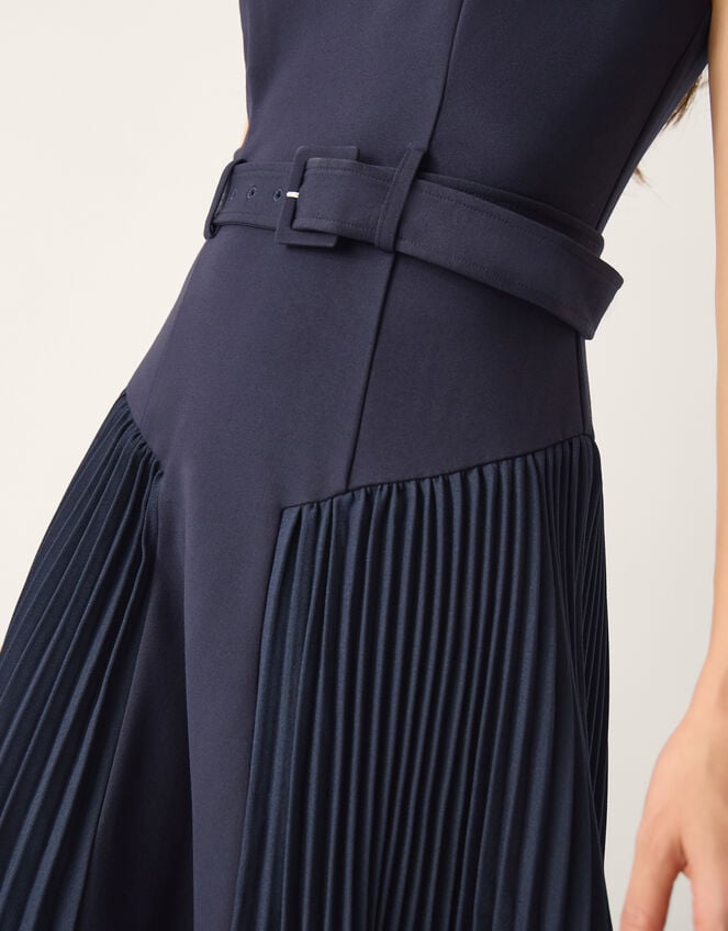 Sally Pleat Sleeveless Midi Dress Blue