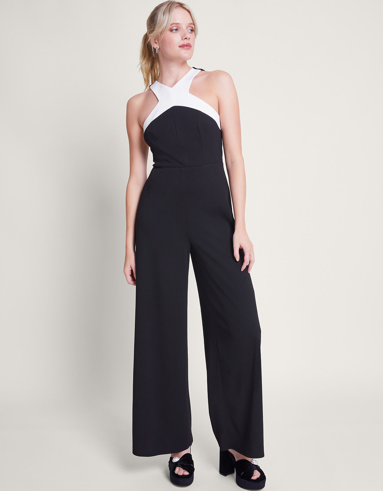 Mandy Monochrome Jumpsuit Black