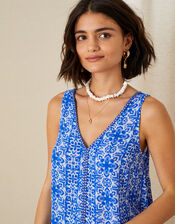 Zuri V-Neck Printed Cami , Blue (BLUE), large