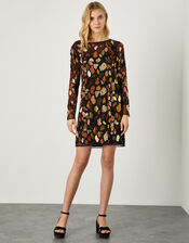 Lynette Animal Sequin Dress in Recycled Polyester, Black (BLACK), large