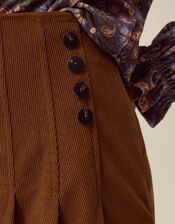 Sonja Pleated Corduroy Midi Skirt, Tan (TAN), large