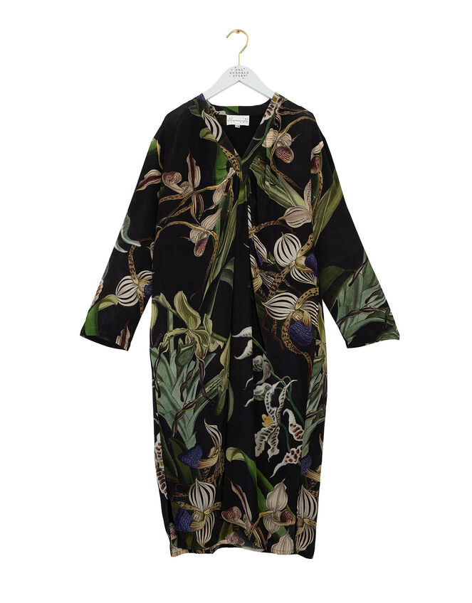 One Hundred Stars Orchid Crepe Midi Dress Black