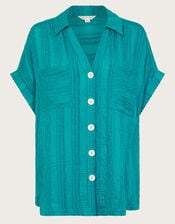 Sofia Textured Short Sleeve Shirt, Teal (TEAL), large