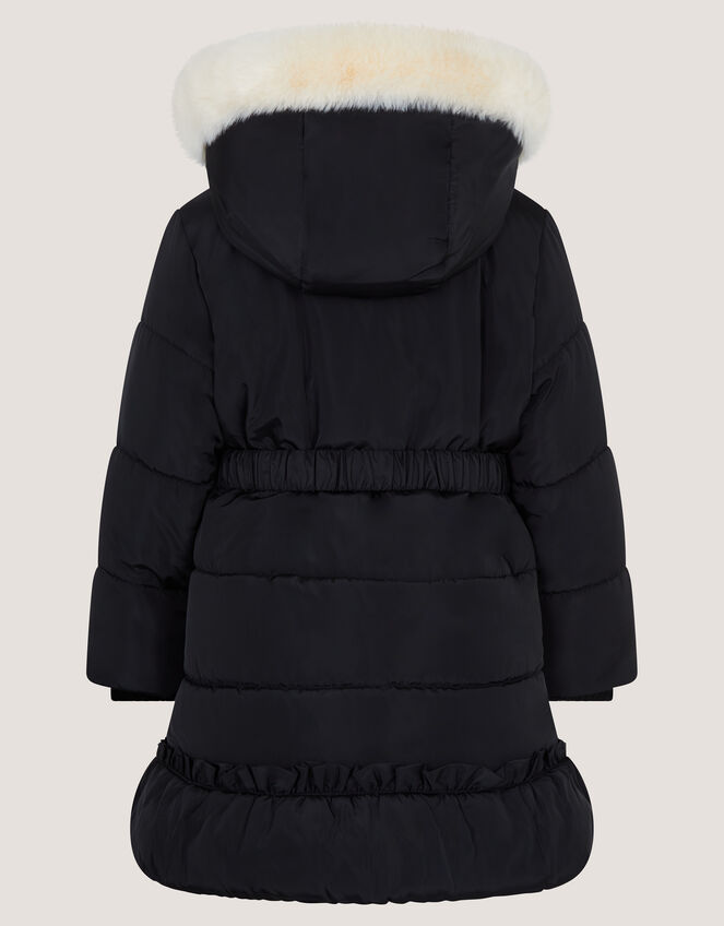 Bow Hooded Puffer Coat, Black (BLACK), large