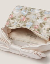Floral Embroidered Bow Strap Bag, , large