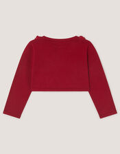 Baby Ottilie Appliqu&eacute; Rose Cardigan, Red (RED), large