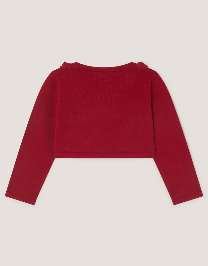 Baby Ottilie Appliqu&eacute; Rose Cardigan, Red (RED), large