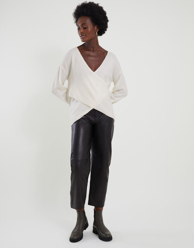 Sequin Ballet Wrap Jumper, Ivory (IVORY), large