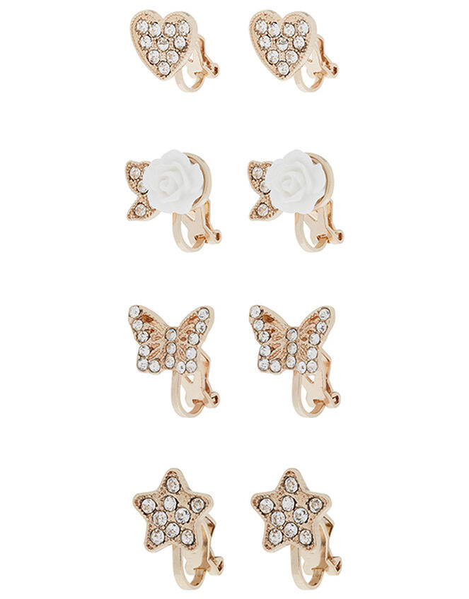Multi-Shape Diamanté Clip-On Earring Set, , large